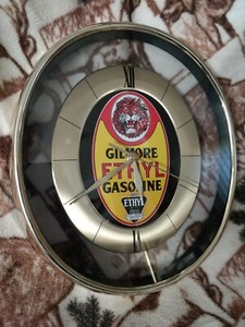GILMORE ETHYL GASOLINE WALL CLOCK GAS & OIL GARAGE, MAN CAVE