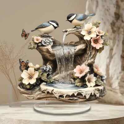 2D flach - 1 Stück Böhmischer Acryl Vogel und Schmetterling Garten Brunnen Ornament