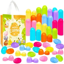 400Pcs 2.36Inch Colorful Easter Plastic Eggs for Kids Egg Hunt Basket Bag Empty