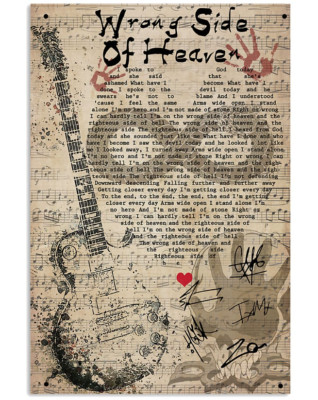 Five Finger Death Punch Band Wrong Side Of Heaven Lyrics Home Decor Art Poster