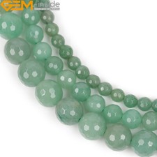 Faceted Natural Green Aventurine Gemstone Beads For Jewelry Making Strand 15"