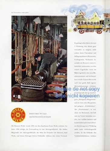 Brewery Wulle beer Stuttgart XL advertisement 1956 advertising beer history brewery ad