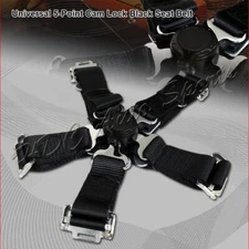 1 X Universal Black Heavy Duty Nylon 5-Point Cam Lock Safety Harness Seat Belt