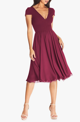 Dress the Population Corey Chiffon Fit Flare Cocktail Dress Dark Magenta Sz XXL | eBay Dress the Population Corey Chiffon Fit Flare Cocktail Dress Dark Magenta Sz XXL | eBay