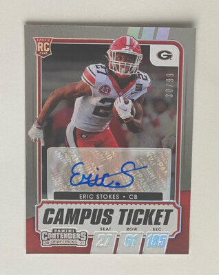 2021 Contenders Draft Picks College Campus Ticket Eric Stokes Rookie Auto RC /99