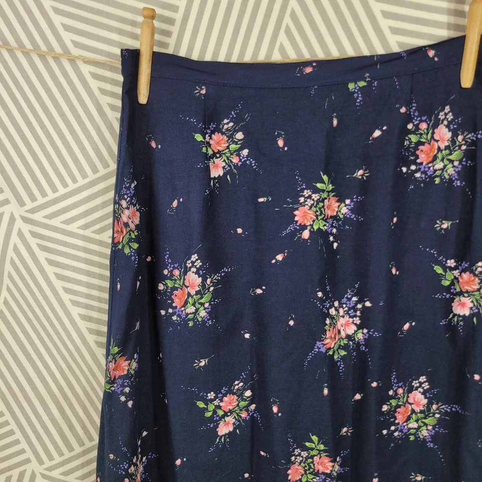 Falda Vintage Caballo Loco Talla 14 Petite Dark Academia Royalcore Floral maxi Foto 4 de 4