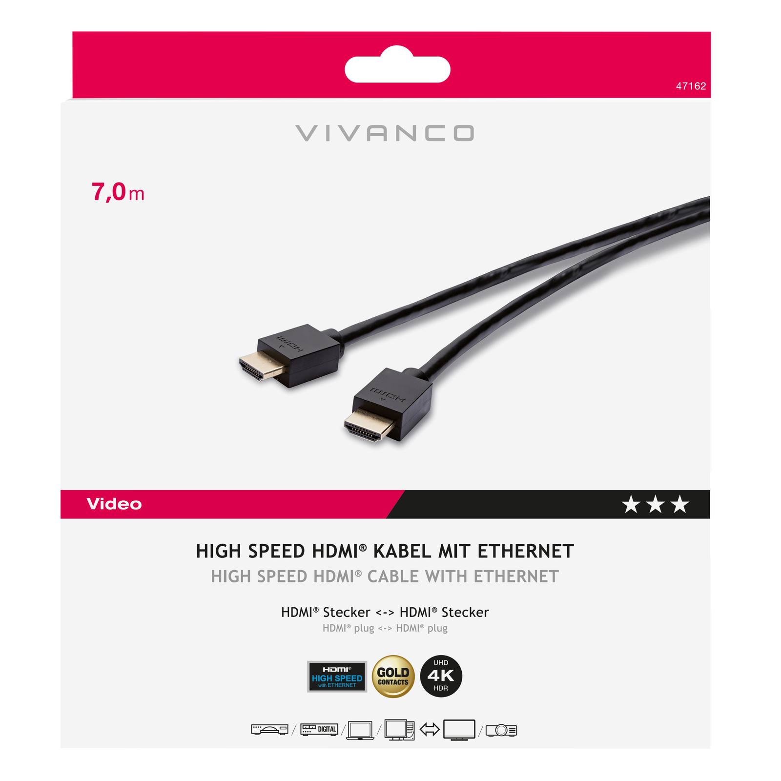Thumbnail - Vivanco High Speed Hdmi® Kabel Mit Ethernet, 7m