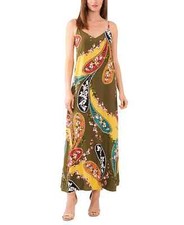 Vince Camuto Women's Printed Sleeveless Maxi Dress Military Olive Size S