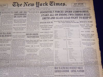 1932 JUNE 25 NEW YORK TIMES - NO COMPROMISE ON TWO THIRDS RULE - NT 4034