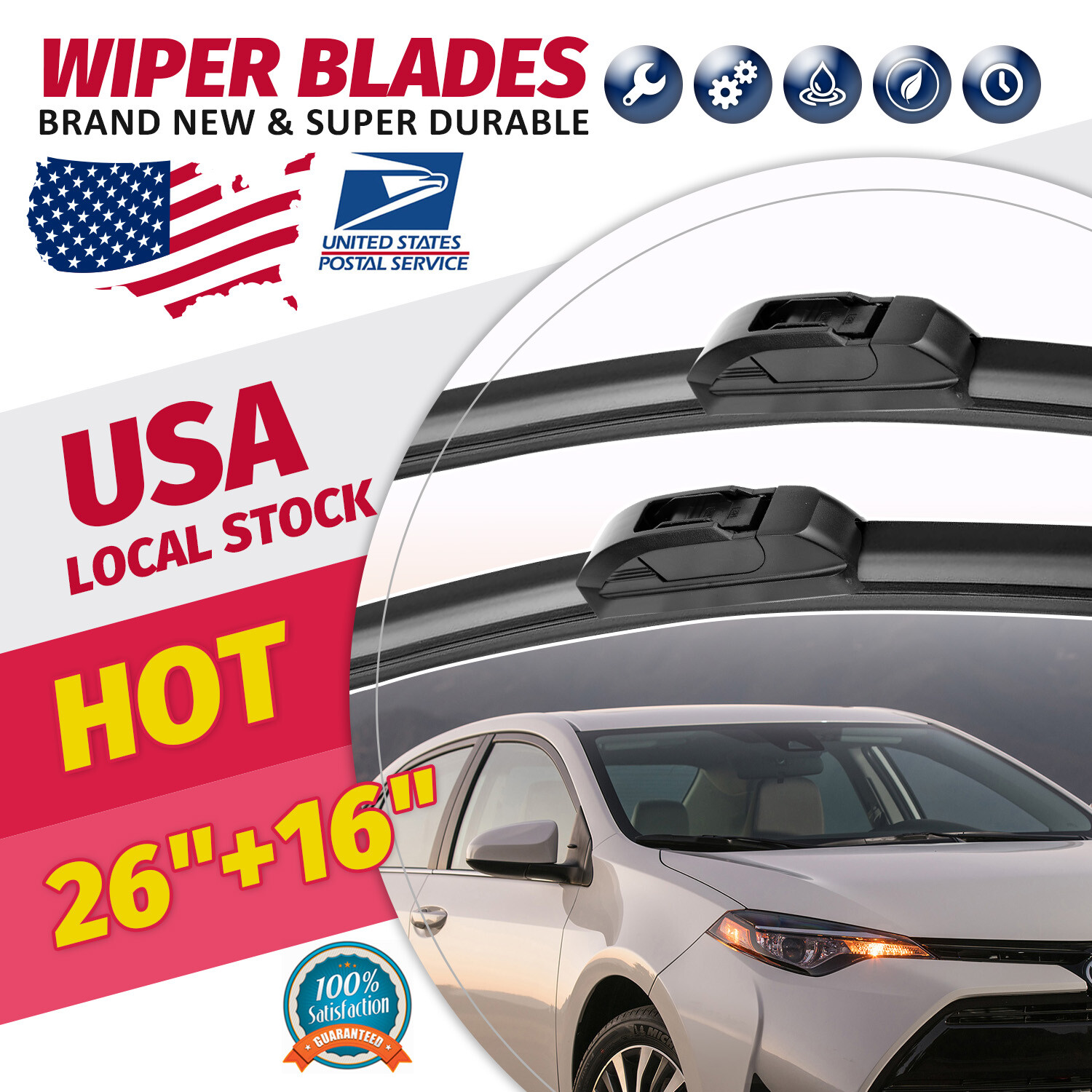 NEW DIRECT CONNECT OEM WIPER BLADES Size 26in/16in Durable SET OF 2 For KIA RIO