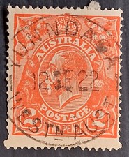 1922 Australia 2d Red KGV stamp YUNNDAGA WESTN. AUST Postmark
