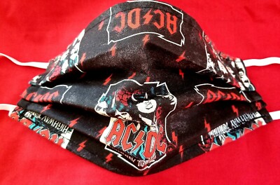 Ac/dc Mask Highway To Hell VERY LIGHTWEIGHT!! Elastic Ear Bands Pleated ...