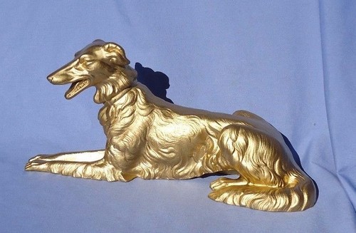 14" BORZOI dore bronze finish metal dog figurine