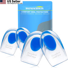 2 Pairs Gel Heel Cups Medium Silicone Inserts Plantar Fasciitis Pain Relief USA