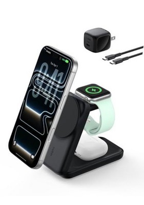 Belkin UltraCharge 3-in-1 Foldable Magnetic Charger Qi2 25w black-NEW SEALED