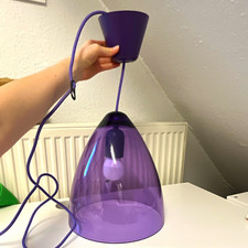 Pendelleuchte lila mit transparentem Schirm &...