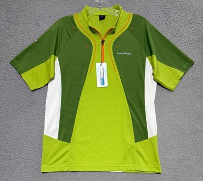 NEW mont-bell Coolmax 1/4 Zip short sleeve pullover Mens Large Green