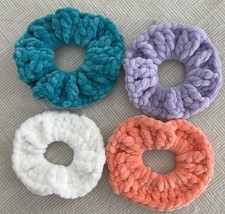 4 Handmade Scrunchies - Sweet Snuggles Lite  - Crochet - Set 4