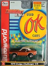 Autoworld HO Slot Car, Used Ok Cars 1970 Dodge Challenger T/A. NIP (F22)