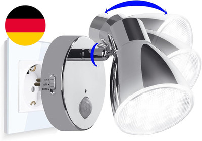 Trango 2635-018 LED Sensor Nachtlicht in Chrom Mit Automatikfunktion Direkt 230V