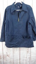 Liz Sport Blazer Jacket Womens Medium Long Sleeve Linen Blend Navy Pockets VTG
