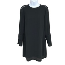 Zara Dress Womens XS Black Lace Trim Shift Minimalist Preppy Whimsigoth Elegant
