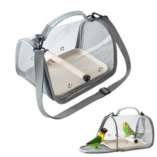 Portable Bird Travel Carrier with Breathable Mesh Windows Hands Free