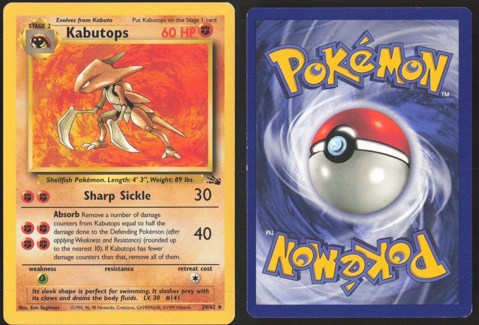 Pokemon TCG | Kabutops 24/62 | Fossil Rare | Lightly Played
