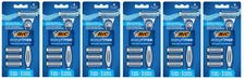 BIC Easy Rinse Refillable Men's Razor Handle + 3 Cartridges (Pack of 6)