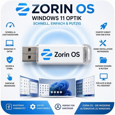 Zorin OS 18 Core USB Stick bootfähig | Windows 11 Optik, Bootstick, Live System