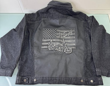 Vintage Denim Jacket Mens XL Motorcycle American Flag Made In USA Biker 3D
