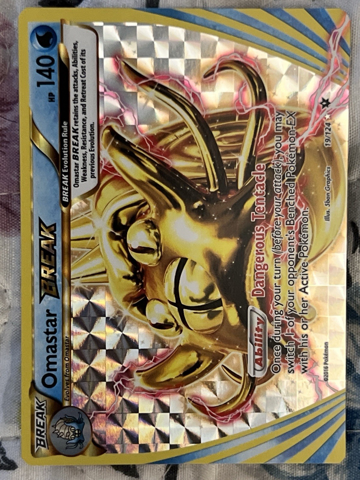 Omastar BREAK 19/124 Fates Collide Holo Pokemon TCG
