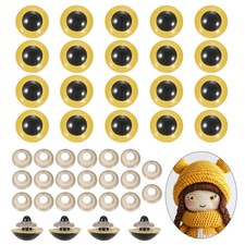 24mm Safety Eyes, 20Pcs Realistic Doll Crocheting Safety Eyes Yellow