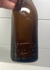 Antique Amber New Bern North Carolina Pepsi Cola Straight Side NC Soda Bottle