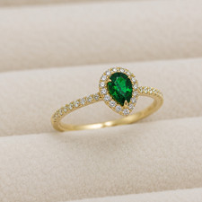 Natural Unheated Tsavorite Garnet & Diamond Halo Ring 18K Gold 0.40ct Certified