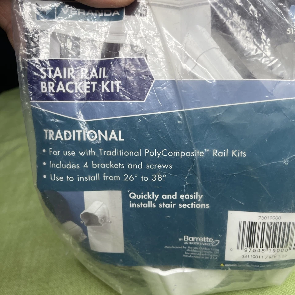 2 Pack Veranda 513390 White Vinyl Traditional Rail Stair Bracket Kit Durable - Image 3 of 4