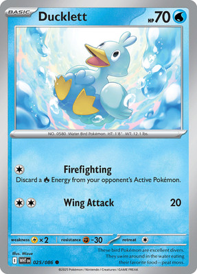 Ducklett - 025/086 - Common - Reverse Holo - Near Mint