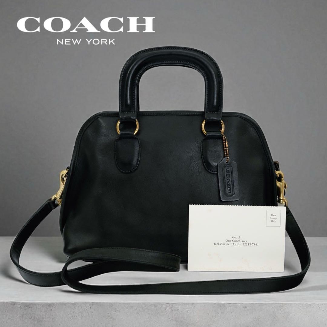 OLD COACH 2-Way Black Leather Tote Bag Functional Designer Vintage Style