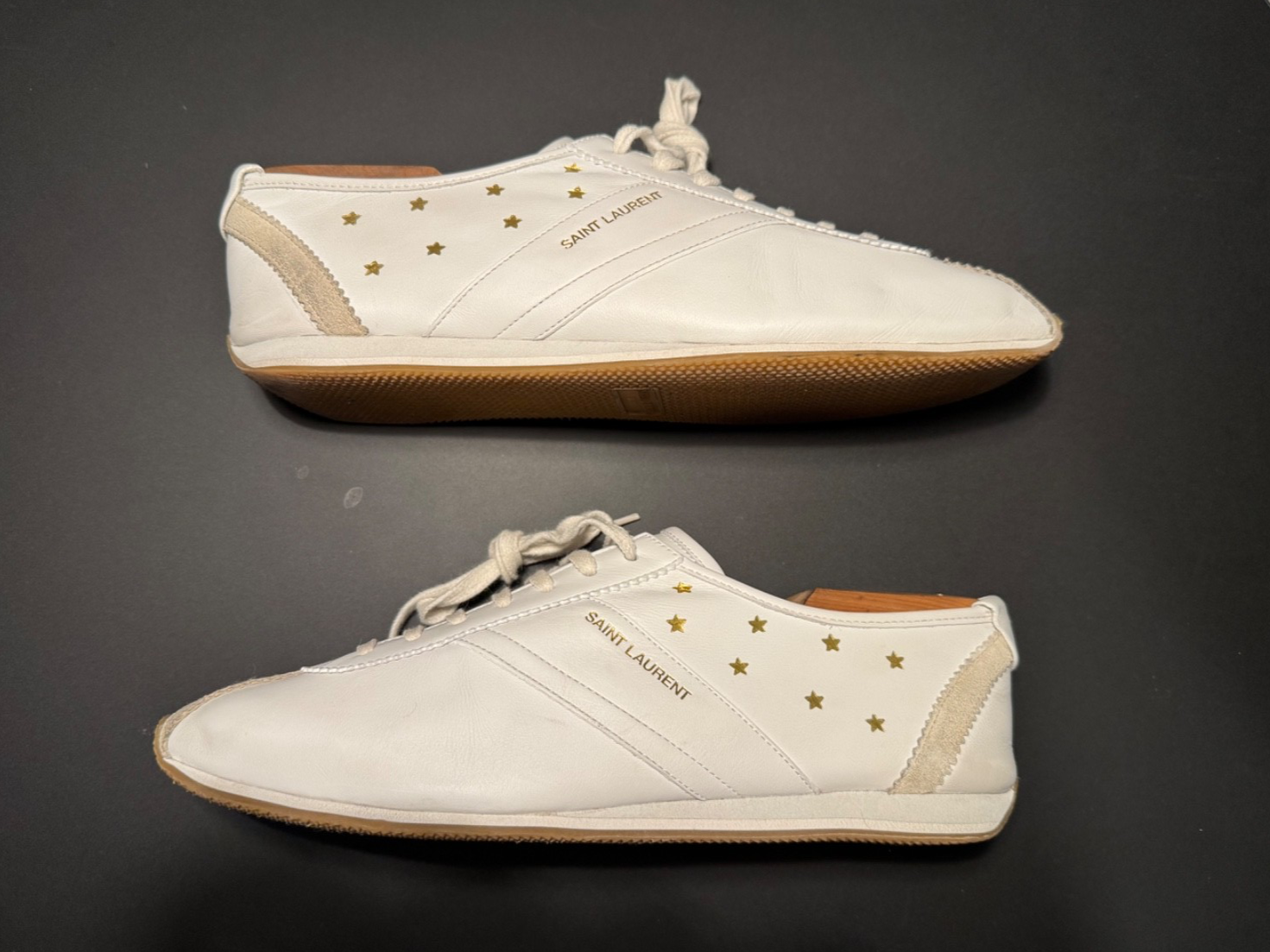 Sneakers Saint Laurent Jay bianco oro stella uomo taglia 8 5 41 5 basse pelle