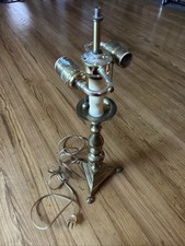 21 Inch Tall Brass Tabletop Double Light Lamp, NO SHADE 