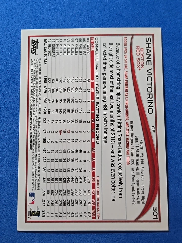 2014 Shane Victorino Topps #301 - Image 2 of 2