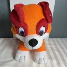 Orange Dog Plush Stuffed Animal Big Blue Eyes Red Ears Puppy Toy Nursery Decor