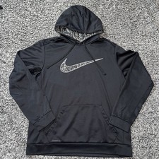 Nike Therma-Fit Pullover Hoodie Sweatshirt Mens Size Large Black /Camo