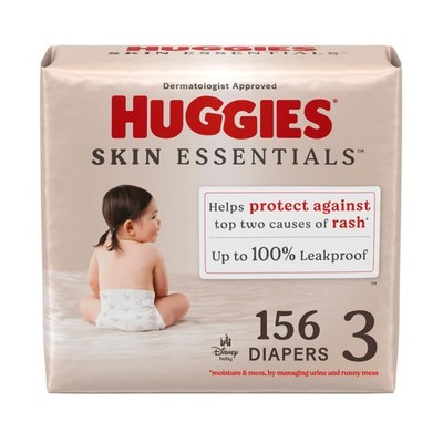 Huggies Size 3 Diapers, Skin Essentials Baby Diapers, Size 3 (16-28 lbs), 156...