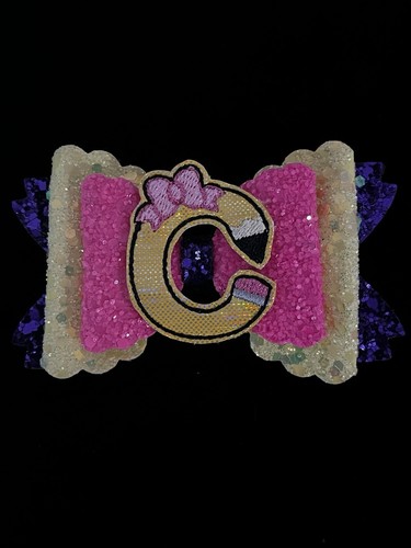 Initial “C” Bling Hair Bow Barrette Clip