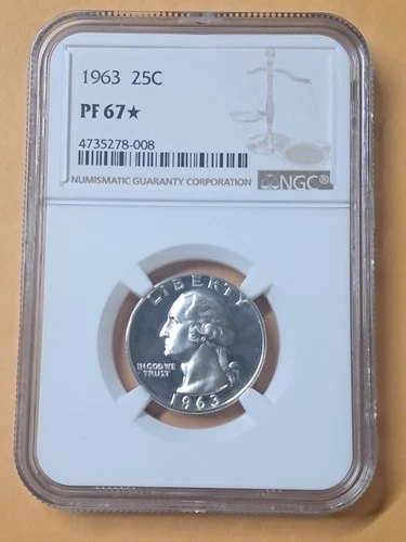 1963 WASHINGTON QUARTER GREAT EYE APPEAL NGC PF67*   PROOF