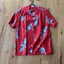 Hawaiian Highway Men's Size M Red Floral Short Sleeve Made in USA