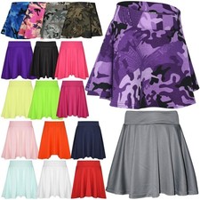 New Girls Skater Skirts School Fashion Summer Plain Skirt 5 6 7 8 9 10 11 12 1