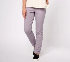 Anybody Regular Pull-On All-Stretch Twill Pant with Pockets Grey Violet XL New