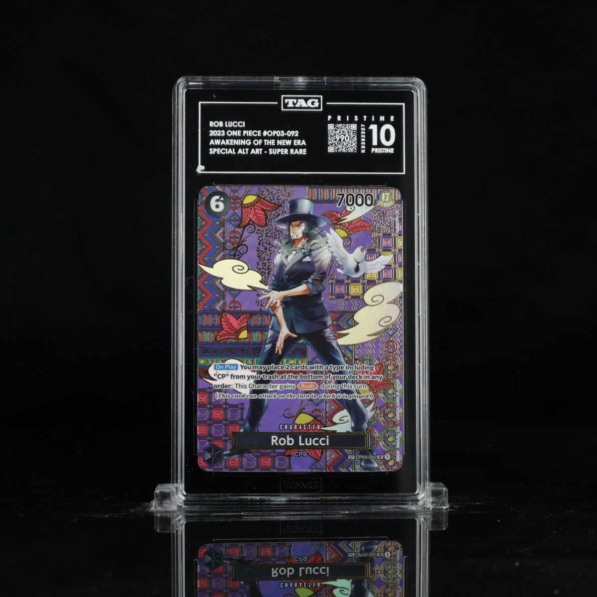 RANK#1 TAG PRISTINE 10 Rob Lucci One Piece OP03-092 Alt Art